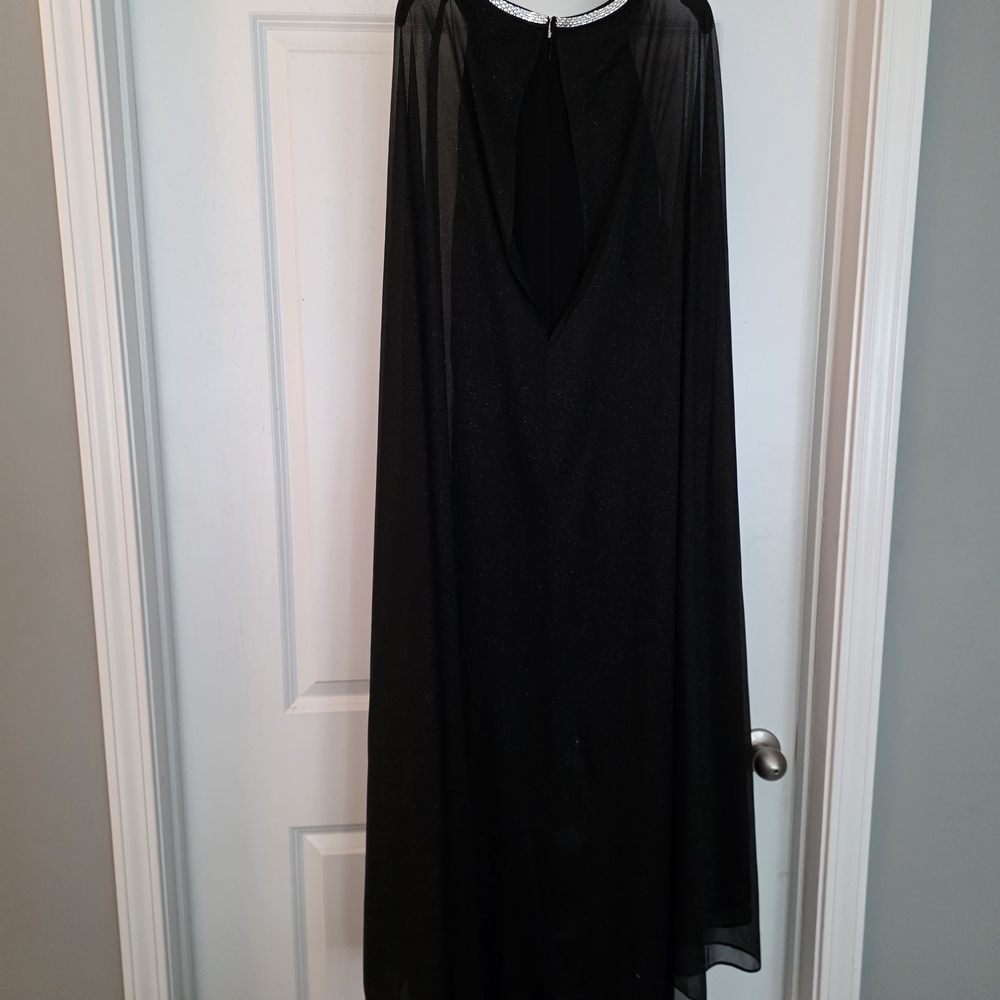 R&M Richards Black Maxi Dress with Silver Trim
